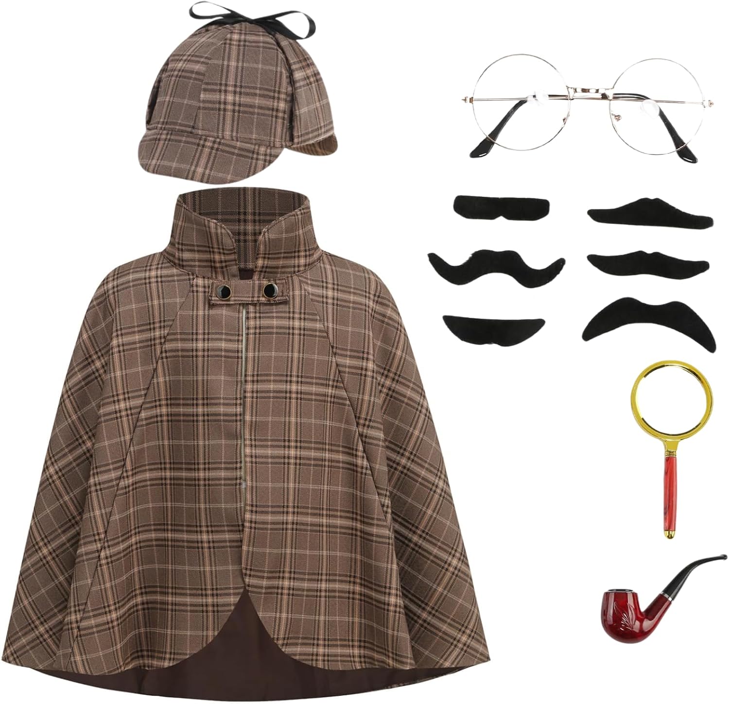 Kids Detective Costume Girls Boys Costumes 6PCS for Halloween Cosplay(3-12Y)