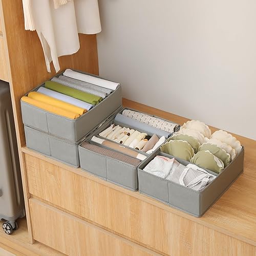 Miniatura 7 de Qozary Organizador de cajones ajustables para camisetas, paquete de 4 organizadores de ropa de armario, organizadores de cajones plegables para