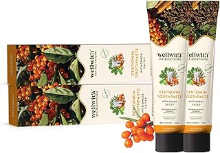Wellwith(Ayuzera) DentoWin (100g, Pack of 2) Herbal Gum Care Toothpaste with Himalayan Sea Buckthorn Berry, Tulsi & Neem, Teeth Whitening - Natural Formula, No Fluoride