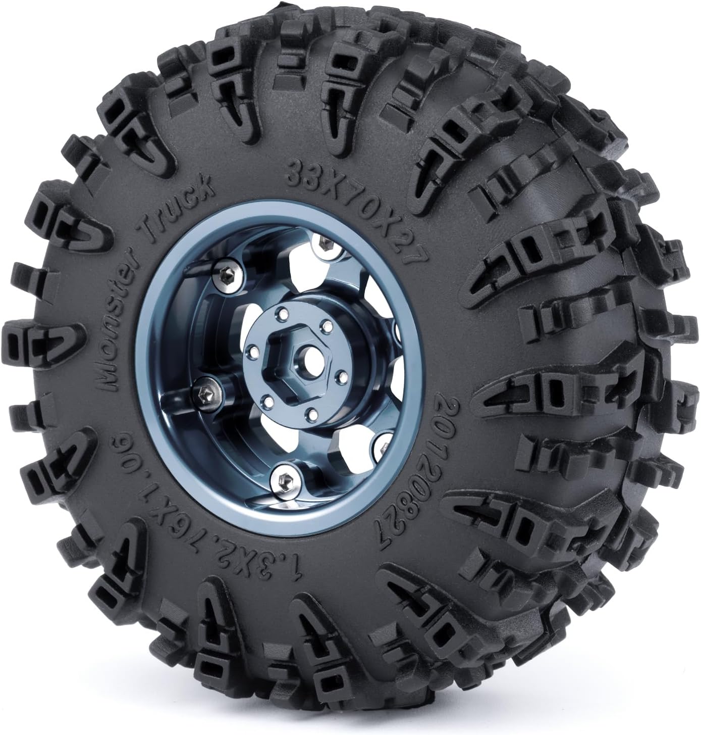 4PCS 1.3" Aluminium Wheels Rims Hub & 70mm Soft Rubber Tires Upgrade Parts for 1/24 Axial SCX24 1/18 Tra-xxas TRX4-M RC Crawler Car (Titanium Grey)