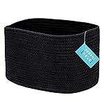 OrganiHaus Woven Storage Baskets for Organizing, Cotton Rope Organizer Bins for Shelves, Closet & Nursery, Dog Toy Basket, Decorative Bins for Toys, Towels & Books - 15x10x9, Black