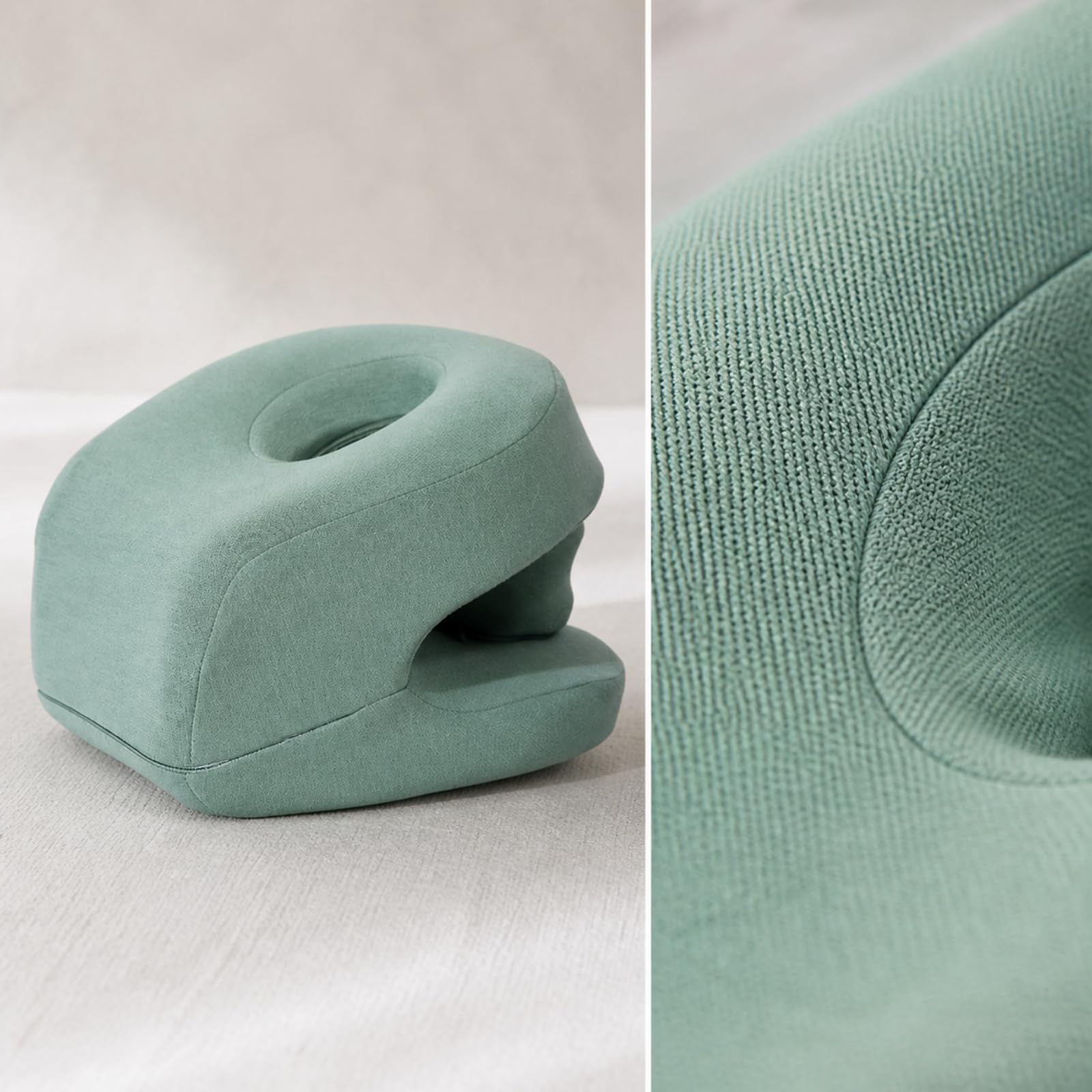 Almohada Ergonómica con Núcleo Espuma Viscoelástica Portátil Cojín Espuma Viscoelástica Funda Extraíble para Oficina, Viaje,