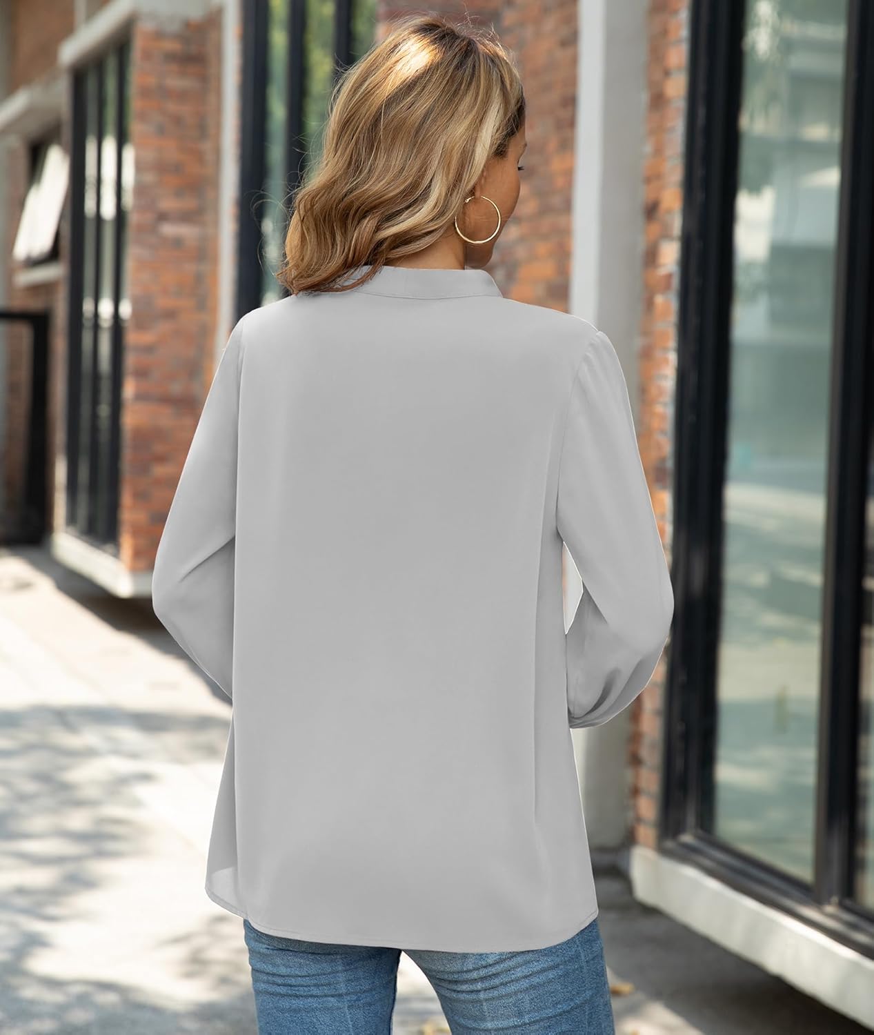 CZYINXIAN Womens Dressy Chiffon Blouse Business Work Casual Tie Neck Shirt Tops - Image 4