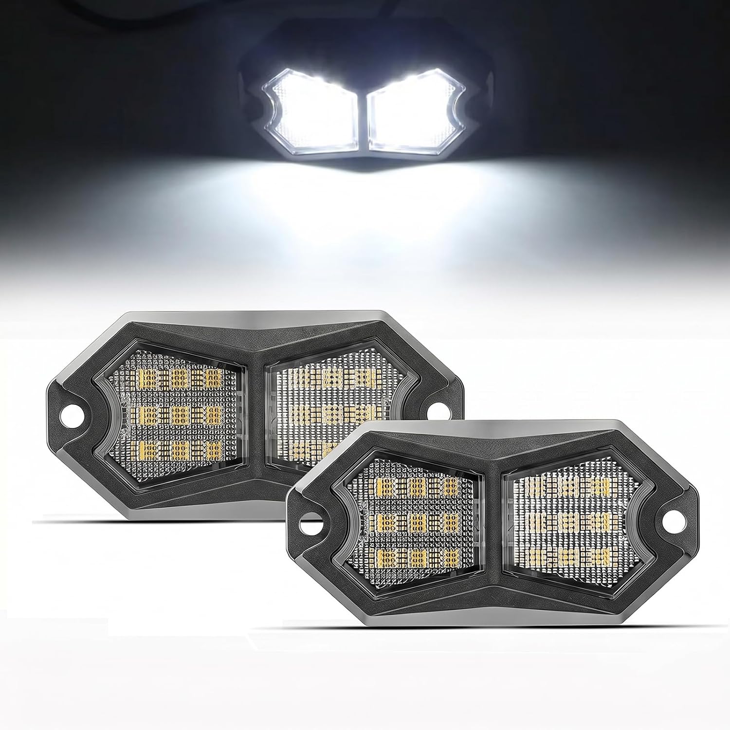 2pcs 18 LED Chassis Lights Neon Car Underglow Bottom Underbody Decoration Lamp 12V 24V for Offroad Truck SUV ATV Boat Van (2pcs White)