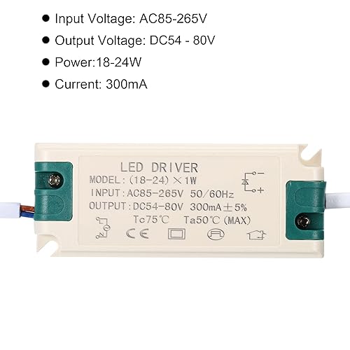 Miniatura 4 de PATIKIL Controlador LED de 18-24W 300mA, paquete de 2 salidas de CA 85-265V 54-80V DC Conector macho de corriente constante transformador