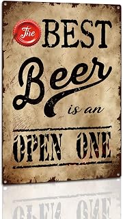 Vintage Tin Sign The Best Beer is an Open One Metal Signs Beer Theme for Home Man Cave Bar Room Garage Decor 8x12inch