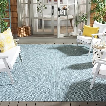 SAFAVIEH Washable Rug Outdoor Courtyard Collection - 9' x 12', Aqua Blue & Grey, Non-Shedding & Easy Cleaning, Ideal for Patio, Backyard, Mudroom (CY8521-37121)