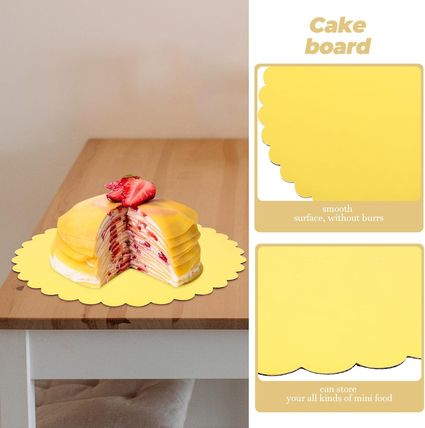 30pcs round Cake Boards Set 8/10/12 Size Metallic Cake Base Trays Disposable Corrugated Cardboard for Party and Baking Use
