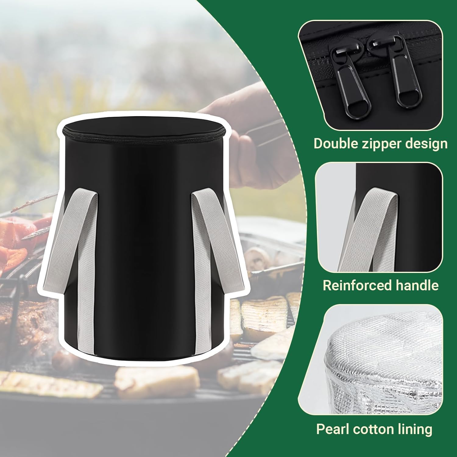 2 Pack 20 lb Wood Pellet Storage Bags, Waterproof Pellet Storage for Grill & Smoker, Keep Pellets Dry, Portable Outdoor Storage with Handle