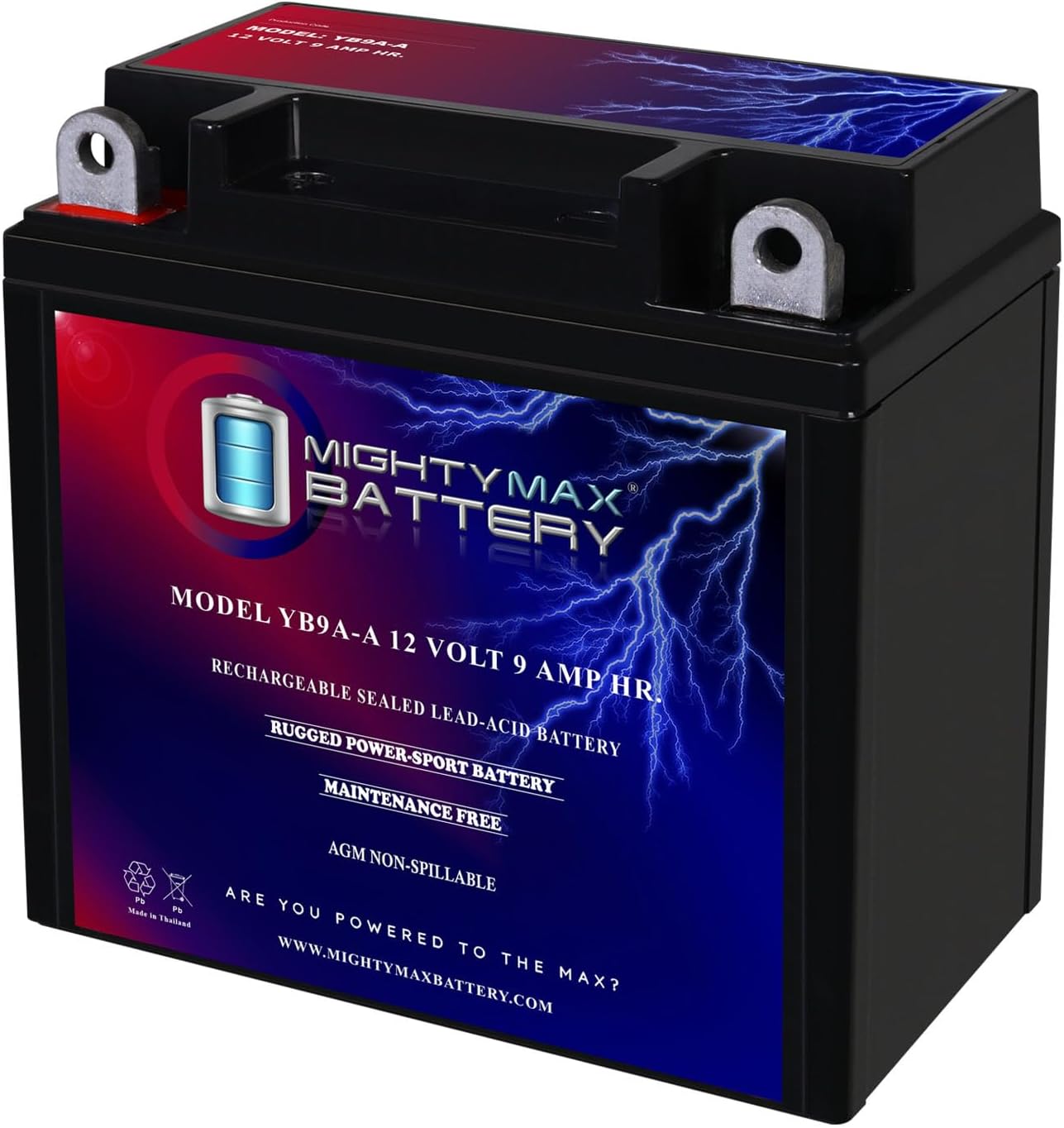 Mighty Max Battery Reemplazo de batería YB9A-A 12V 9AH para Champion 9A-A, Deka YB9A-A
