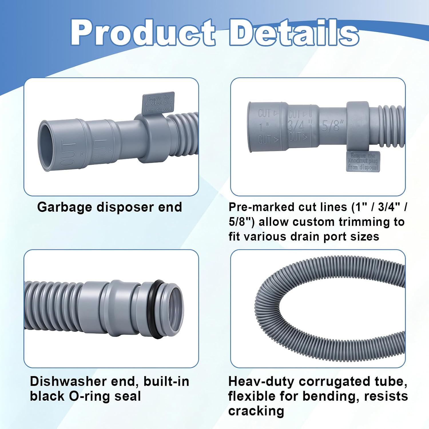 AEM74333104 AEM74333101 Dishwasher Drain Hose Compatible with LG Kenmore
