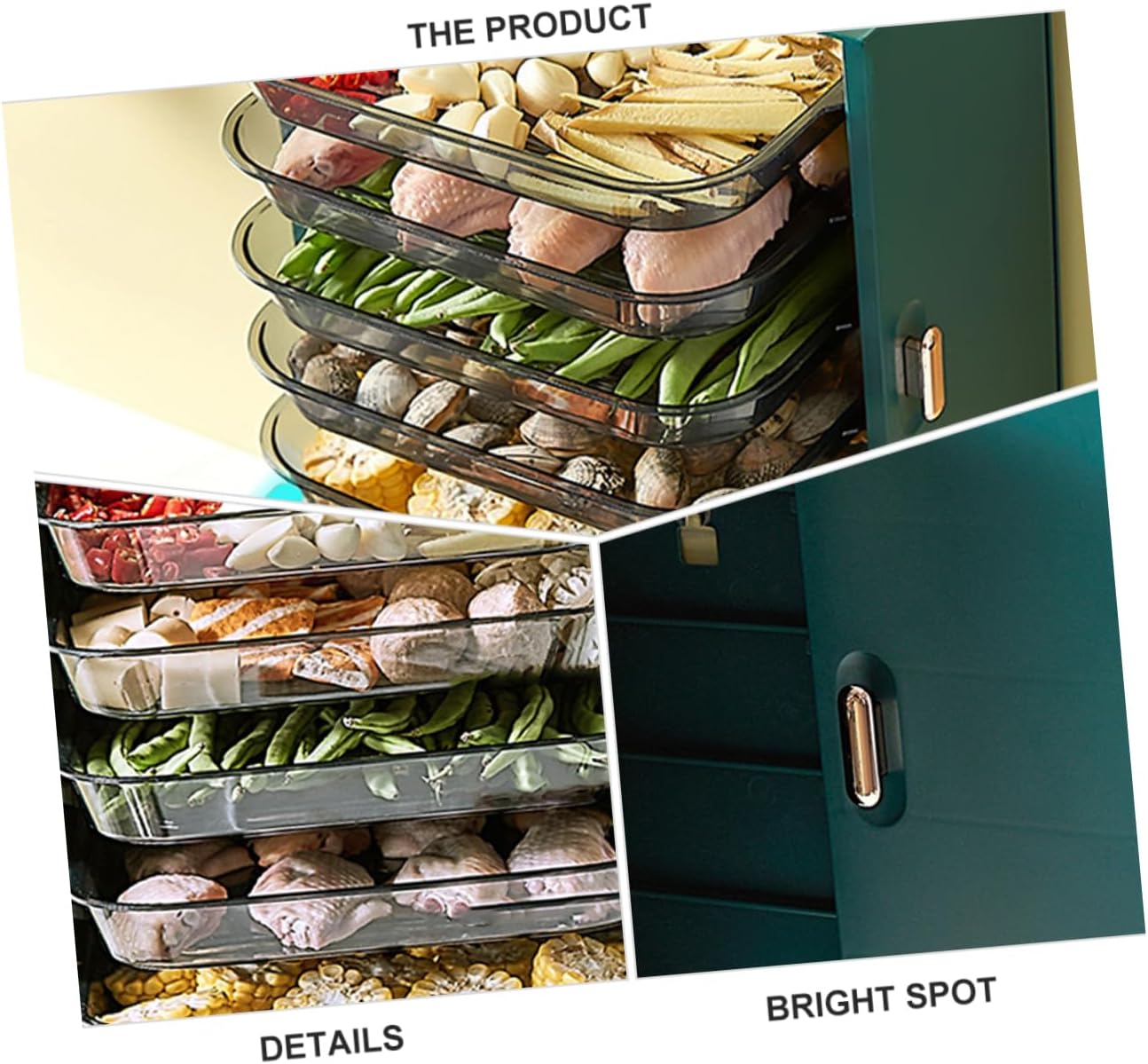 Multi-layer Food Preparation Rack Collapsible Kitchen Storage Shelf Hotpot Serving Tray Utensil Holder Space-saving Dish Organizer for Home Cooking