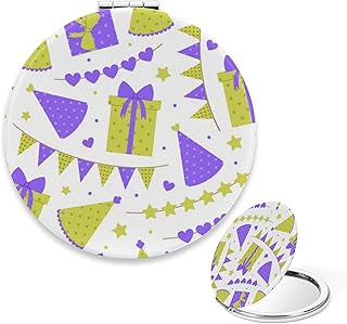 Pocket Mirror for Women, Purple-Green Party P...