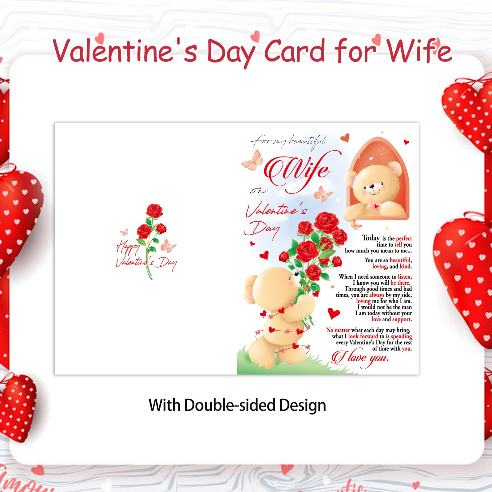 HOWAF Happy Valentine's Day Card for Wife Valentines Card Wife Valentines Day Card - Image 3