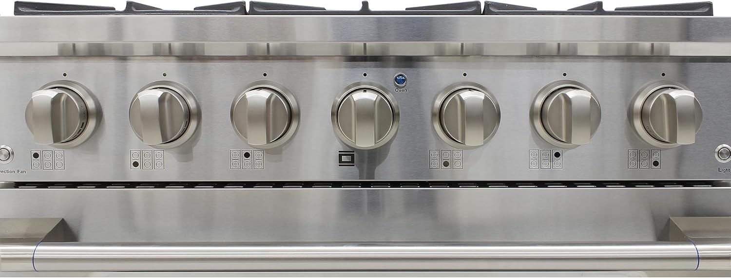 DE360GRSSS Gas Range Cooktop 36-Inch with Porcelain Convection Oven and Broil Function, 6 Sealed Burners and Continuous Grates with Stainless Steel Construction, Silver Oven 36 in. image 5 of 10 B0C2DZCJD5