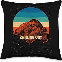 Sloth Themed Tour Tropical Festival Leisure Chilling Out Sloth Lover Vacation Lazy Trip Summer Throw Pillow, 16x16, Multicolor