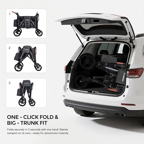 Miniatura 4 de Cochecito premium de 2 plazas para niños, cochecito plegable todo terreno con asientos extraíbles, arnés de seguridad ajustable de 5 puntos, toldo y