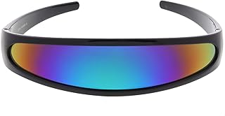 zeroUV - Futuristic Narrow Cyclops Color Mirrored Lens Visor Sunglasses