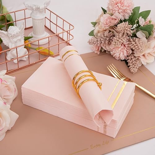 Miniatura 5 de BUCLA 100 servilletas desechables de 3 capas de color rosa, servilletas de papel rosa desechables de alta calidad, servilletas de cena desechables,