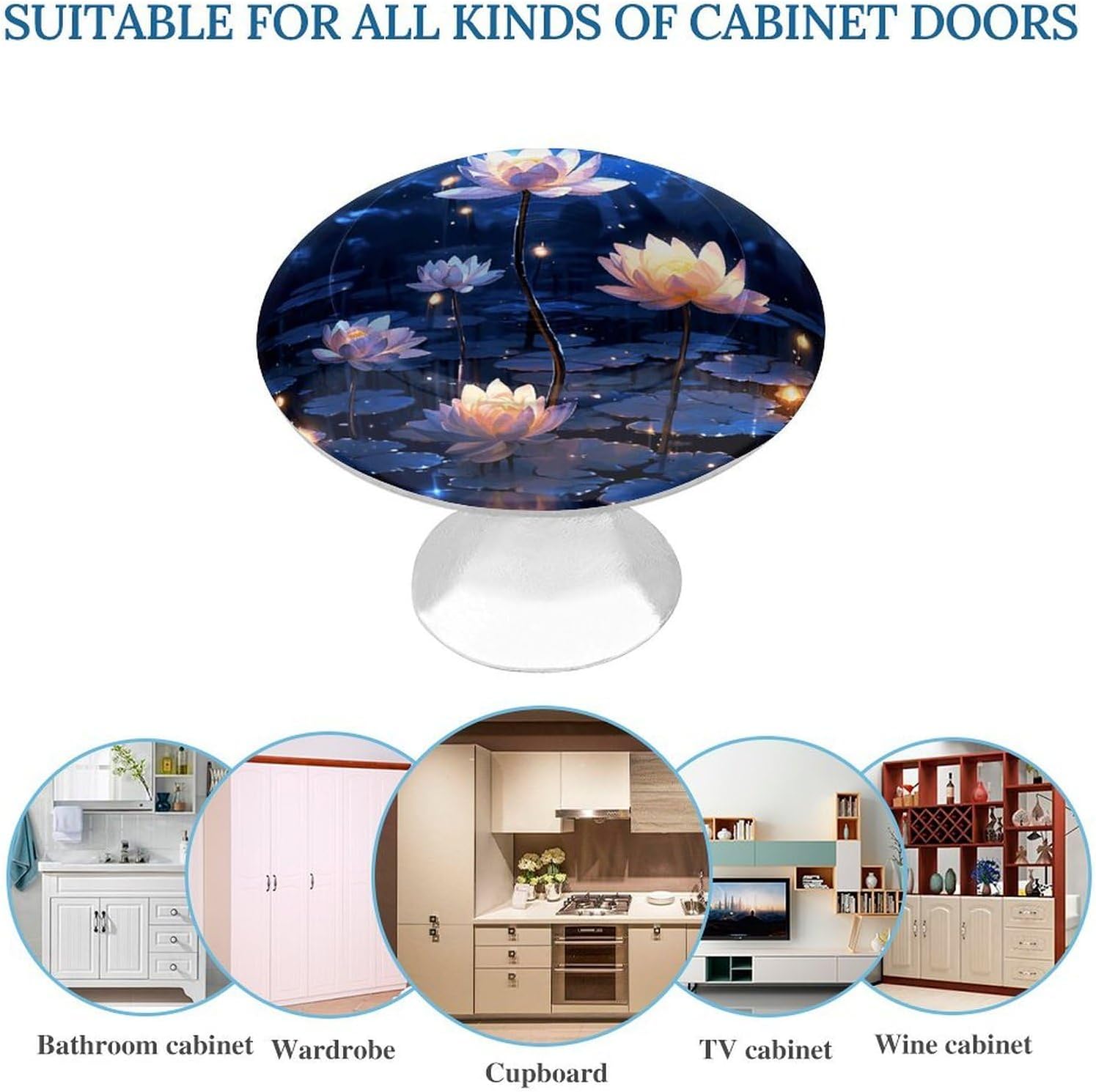 2 Pack Cabinet Knobs,Decorative Drawer Pulls, Night Flowers image 3