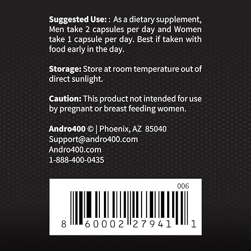 Miniatura 5 de Andro400 Suplemento natural T Booster  Extracto tradicional de Tongkat Ali (Eurycoma Longifolia)  Fórmula herbaria para energía diaria, resistencia