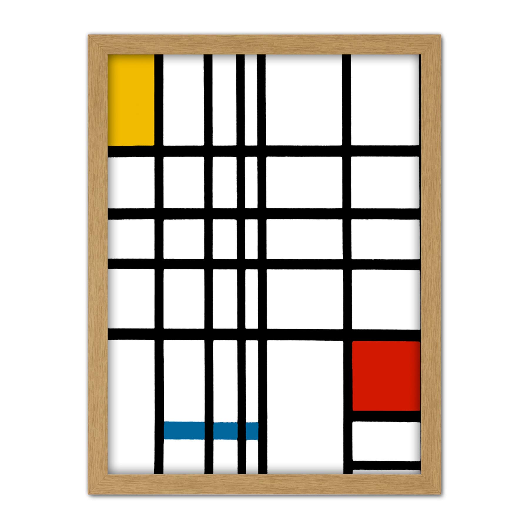 Wee Blue Coo Piet Mondrian Composition Yellow Blue Red Artwork Framed Wall Art Print 18X24 Inch