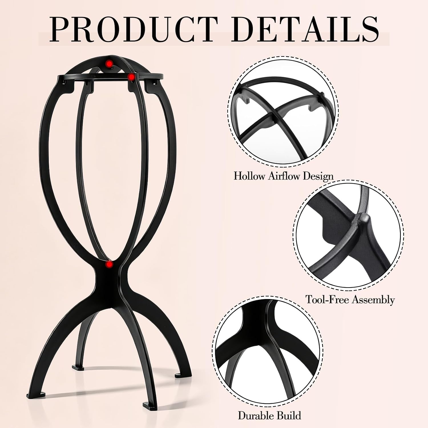 obeoby 6 Pack Updated Wig Stand, Foldable Wig Holder image 4
