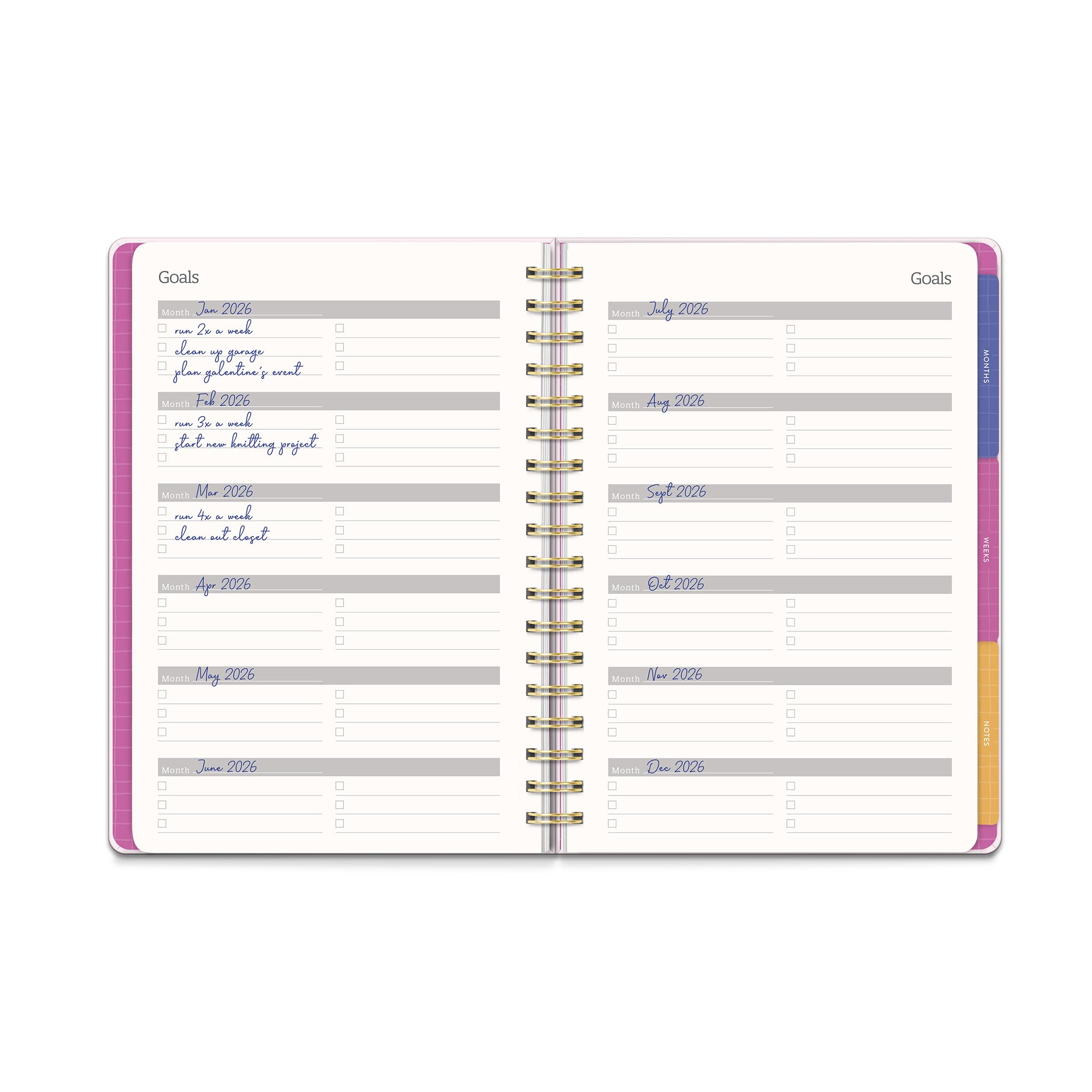 Agenda giornaliera senza date, planner settimanale e mensile con adesivi, calendario Orange Circle Studio 17 mesi, 17,8 x 24,4 cm, ideale per scuola e ufficio, planner Tri-Tab, stampa fiera floreale