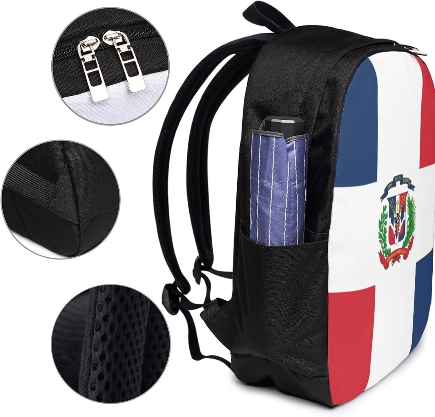 Dominican Republic Flag Laptop Backpack, Travel Backpack with USB Charging Port, Computer Bag for Men Women
