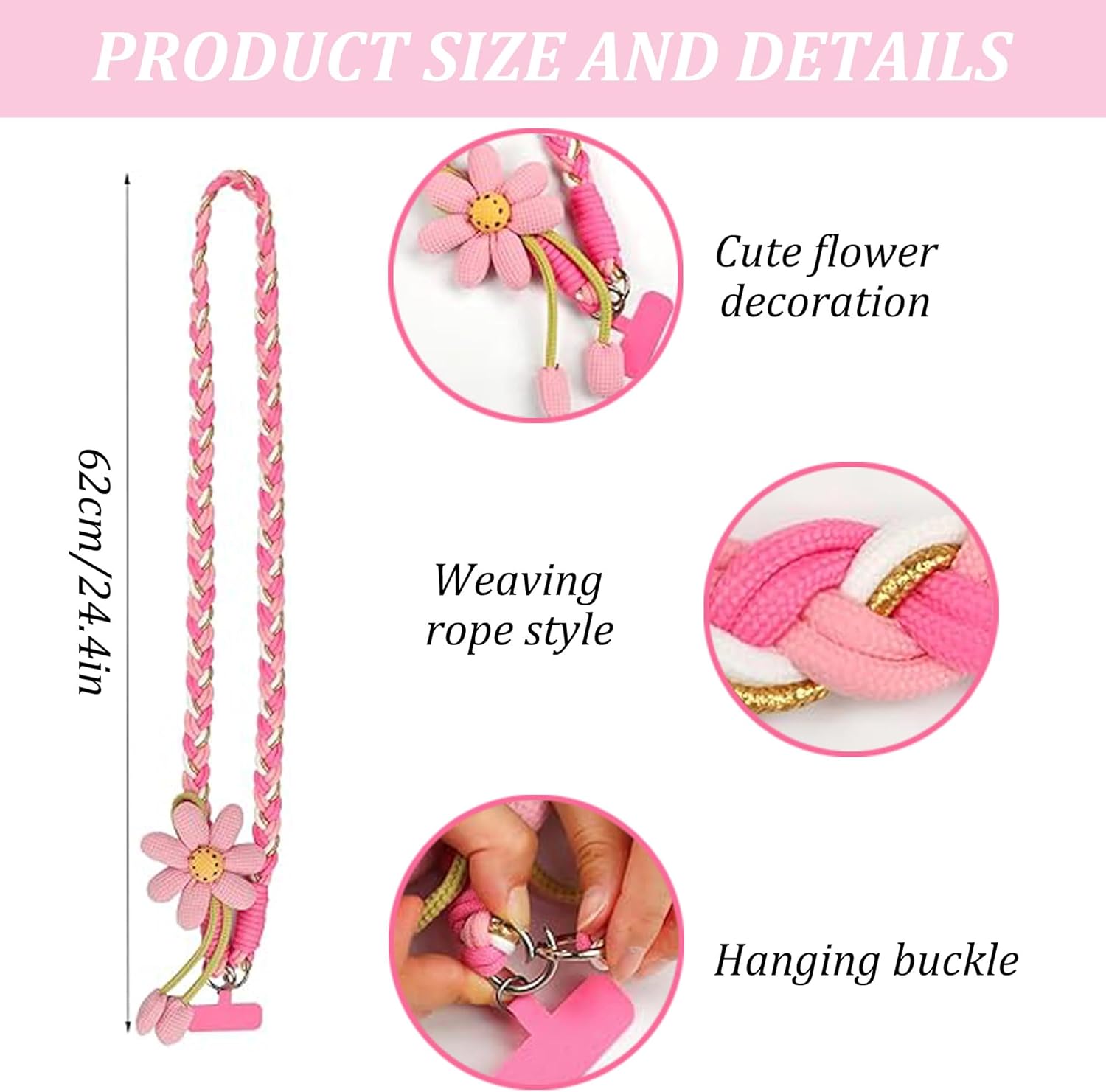 Phone Lanyard Braided Strap For Women Universal Outdoor Phone Woven Strap For Travel Hiking - Image 7