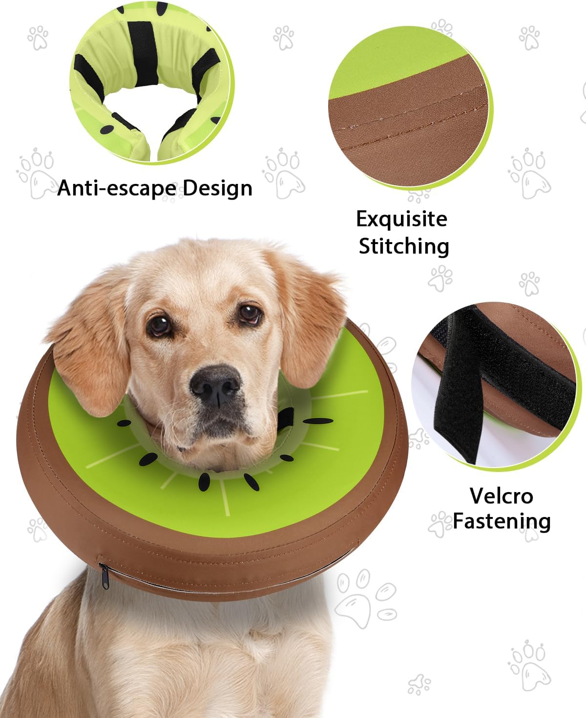 MIDOG Soft Inflatable Dog Cone,Donut E-Collar Alternative for After Surgery, Prevents Licking, Allowing Normal Eating & Vision,Comfortable Recovery Collar for Small Medium Large Dogs&Cats,Kiwifruit-M+ Kiwifruit M+(Neck:14"-18")
