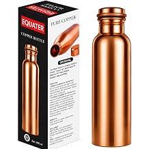 Equater Pure Copper Water Bottle 1 Litre | 100% Copper Ayurvedic Drinking Bottle | Leak-Proof Joint-Free Design | Health & Immunity Booster | Ideal for Home, Office & Travel CB-03