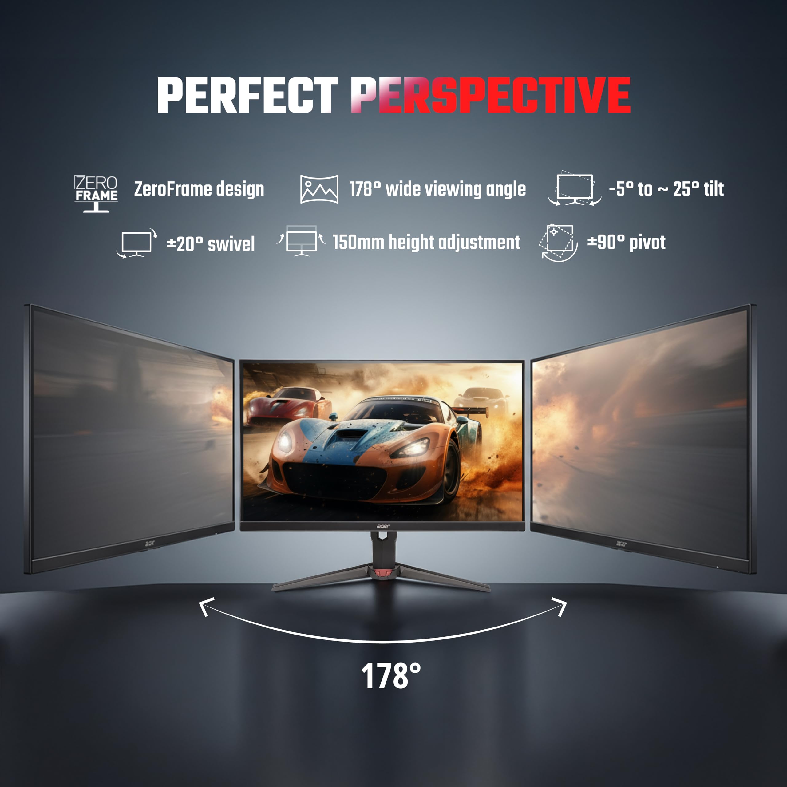 Acer Nitro XV272U X1 27 Inch WQHD (2560×1440) IPS Gaming Monitor | 200Hz Refresh Rate | 0.5ms GTG | AMD FreeSync Premium | HDR400 | 2×HDMI, DP | ErgoStand | 2W×2 Stereo Speakers | DCI-P3 90% | Black — Amazon image 9
