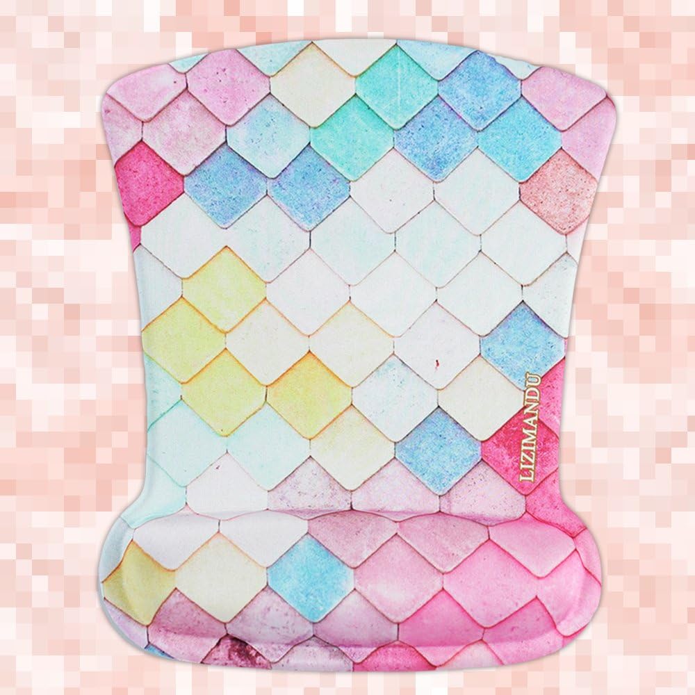 Cheliz Memory Foam Mouse Pad Mat with Wrist Rest(Colourful Scale)