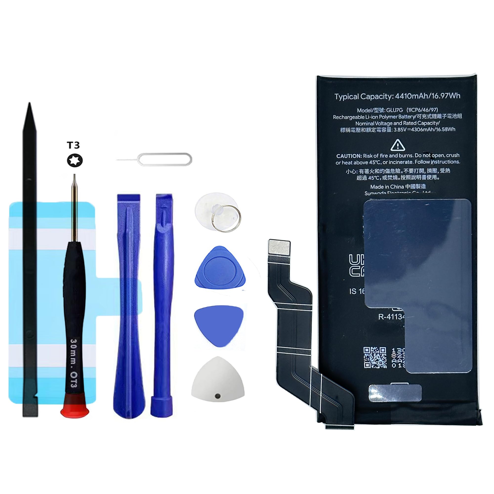 GLU7G Replacement Battery for Pixel 6A,Rechargeable 0 Cycle Battery Compatible with Google Pixel 6A GX7AS GB62Z G1AZG with Repair Tool Kits