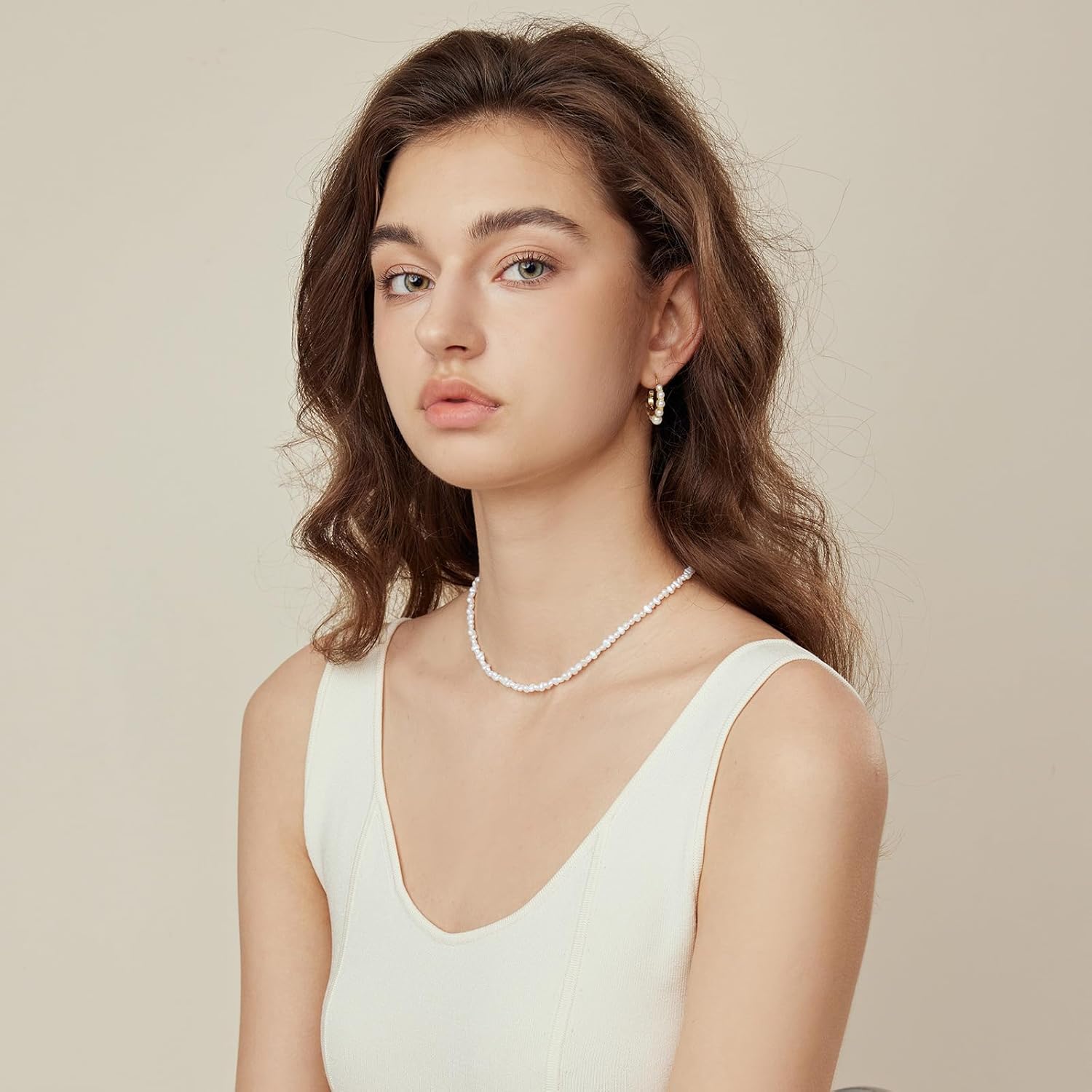 ARSIS Pearl Huggie Earrings for Women, CZ Hoop Studs with Freshwater Pearls, Dainty Everyday Jewelry Gift