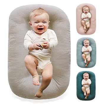 Baby Lounger 0-24 Months 100% Cotton-Snuggle Cozy Me Lounger,Soft & Breathable Baby Lounger for Newborn Play Mat,Infant Babies Essentials Gifts,ApricotLounger Cover Included