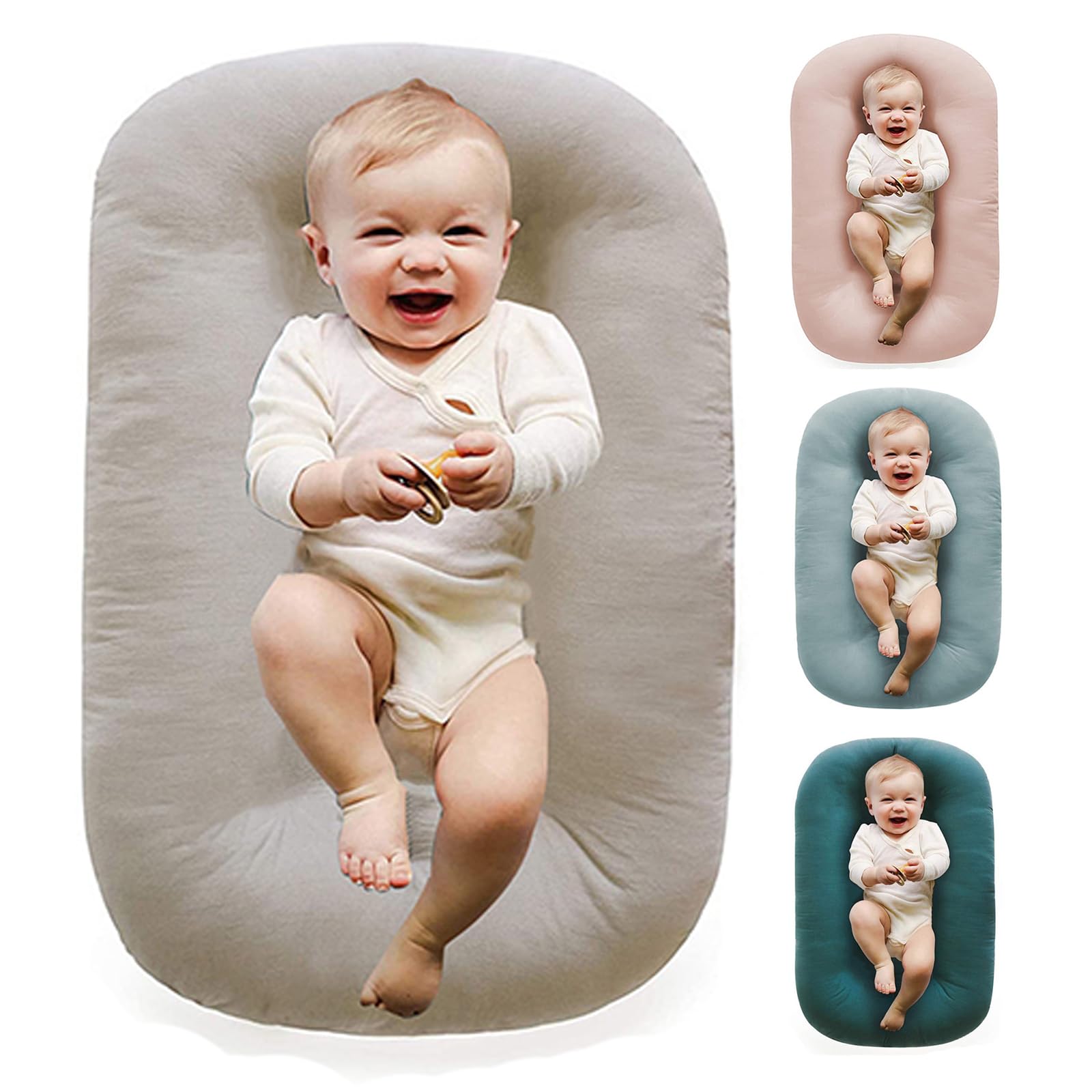 Vicorise Baby Lounger 0-24 Months 100% Cotton-Snuggle Cozy Me Lounger,Soft & Breathable Baby Lounger for Newborn Play Mat,Infant Babies Essentials