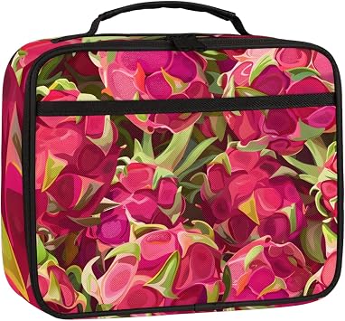Fruit Dragon Fruit Pitaya Lunch Box for Women Men, Reusable Insulated Lunch Tote Bag, Cooler Lunch Food Containers for Work Travel Picnic Outdoor Beach
