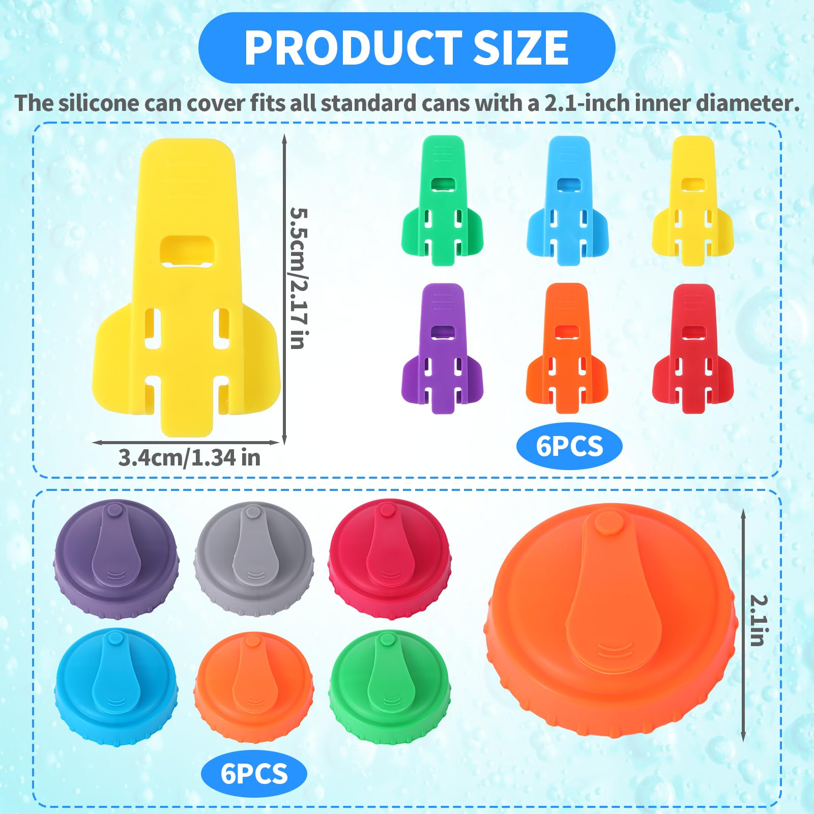 12 PCS Pop Can Covers for Soda with Drink Can Opener, Silicone Reusable Soda Canning Lids, Can Covers Lids Toppers for Beer Juice Father's Day Gifts