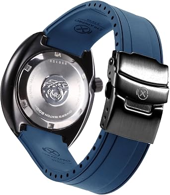 StrapXProSTX1A 22mm Watch Bands Mens Rubber Curved-end Watch Strap Replacement for Seiko Prospex Turtle & King Turtle Automatic Dive Watch SRP773, SRP775, SRP777, SPRA21, SRPE03, SRPE05, etc. Navy Blue with Black Clasp