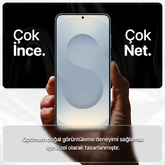 Teknoft Samsung Galaxy S25 ile Uyumlu Otomatik Hizalama Aparatlı Takılırken Toz Toplama Özellikli Ekstra Güçlendirilmiş Lazer Kesim Ekran Koruyucu Kırılmaz Cam