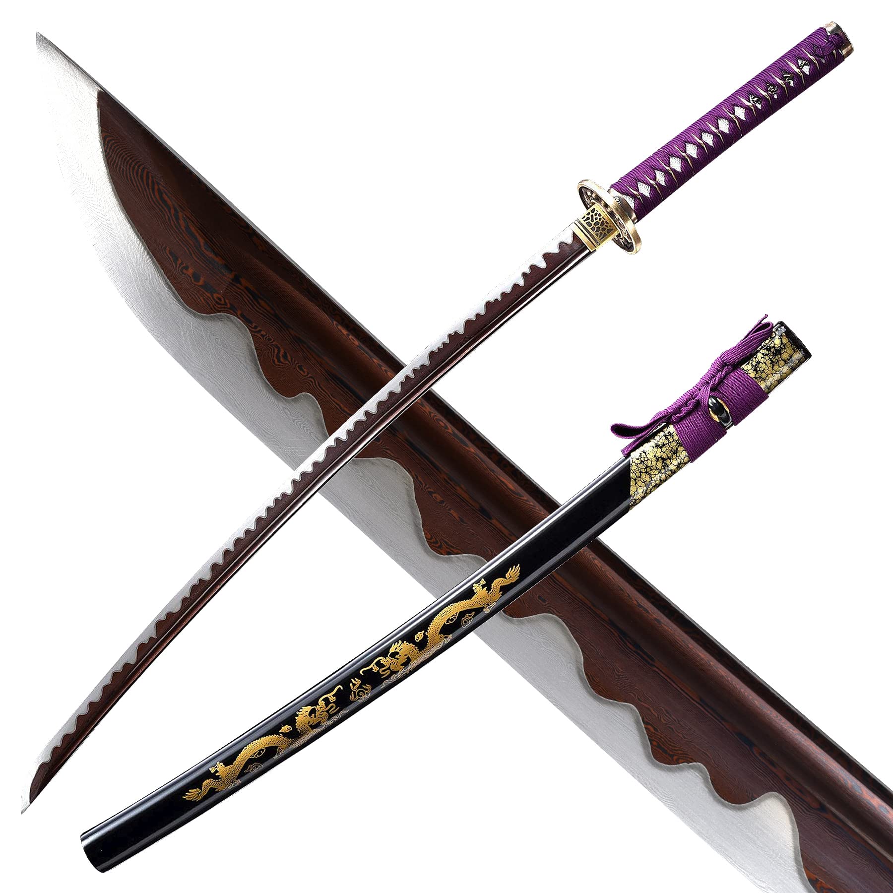 entez Battle Ready Katana Swords Japanese Samurai Sword Damascus Folded