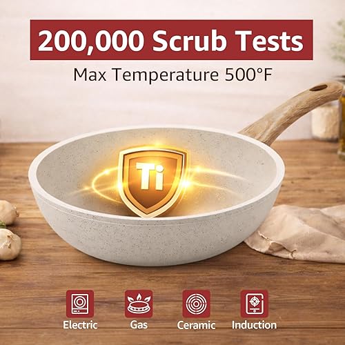 Miniatura 4 de Juego de 24 Piezas de Ollas y Sartenes de Cerámica Antiadherente, Juego de Utensilios de Cocina Saludables No Tóxicos con Gran Capacidad, Compatible