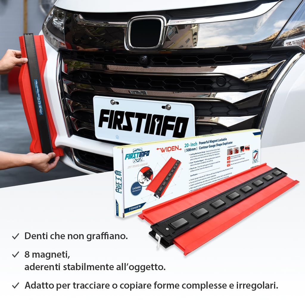 FIRSTINFO F3946EW | Misuratore di profilo | Contour Duplicator Gauge con Serratura | serratura in metallo | per piastrelle, laminato e lavorazione del legno