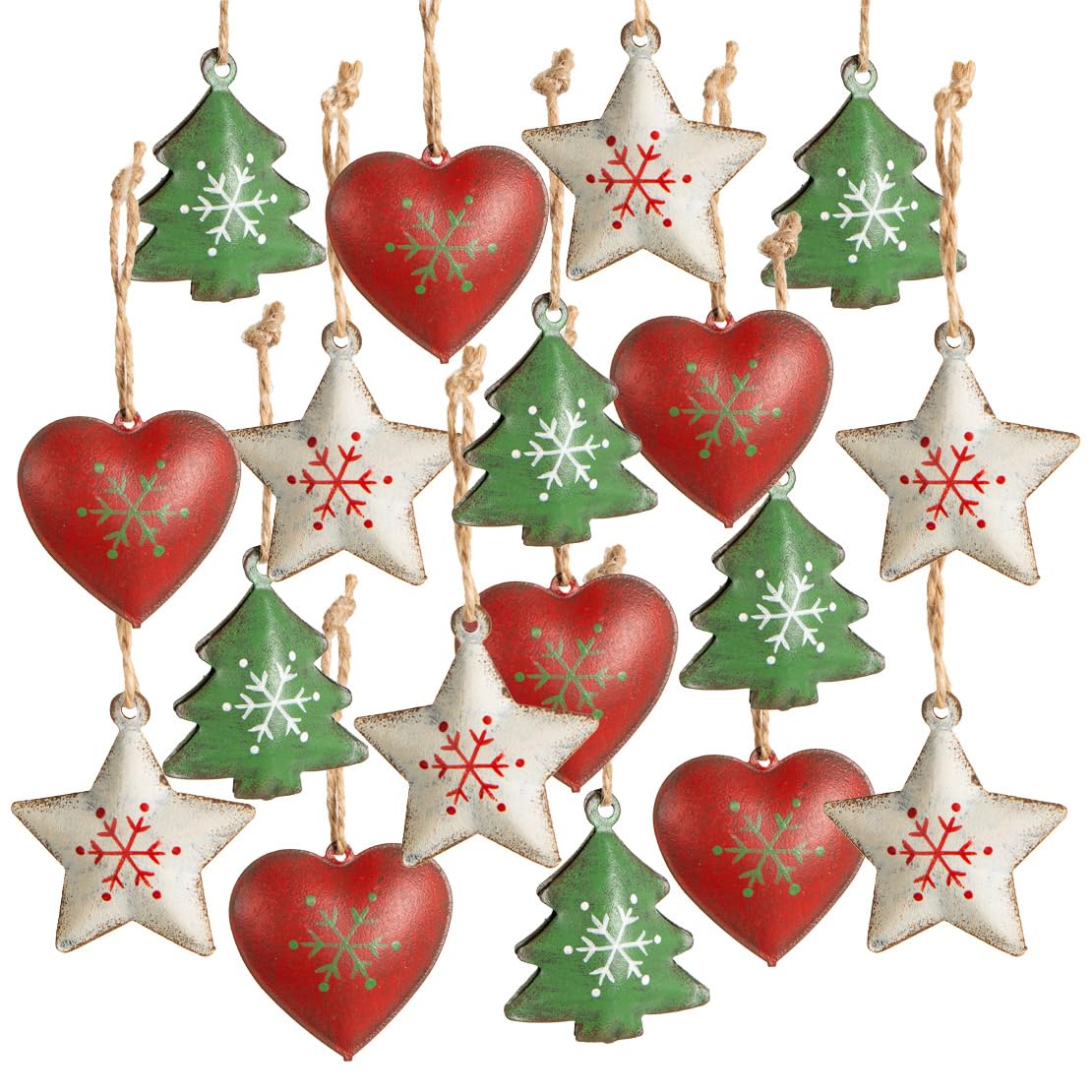 Logbuch-Verlag Decoración para árbol de Navidad, diseño de corazón, estrella, 18 unidades, 4 cm