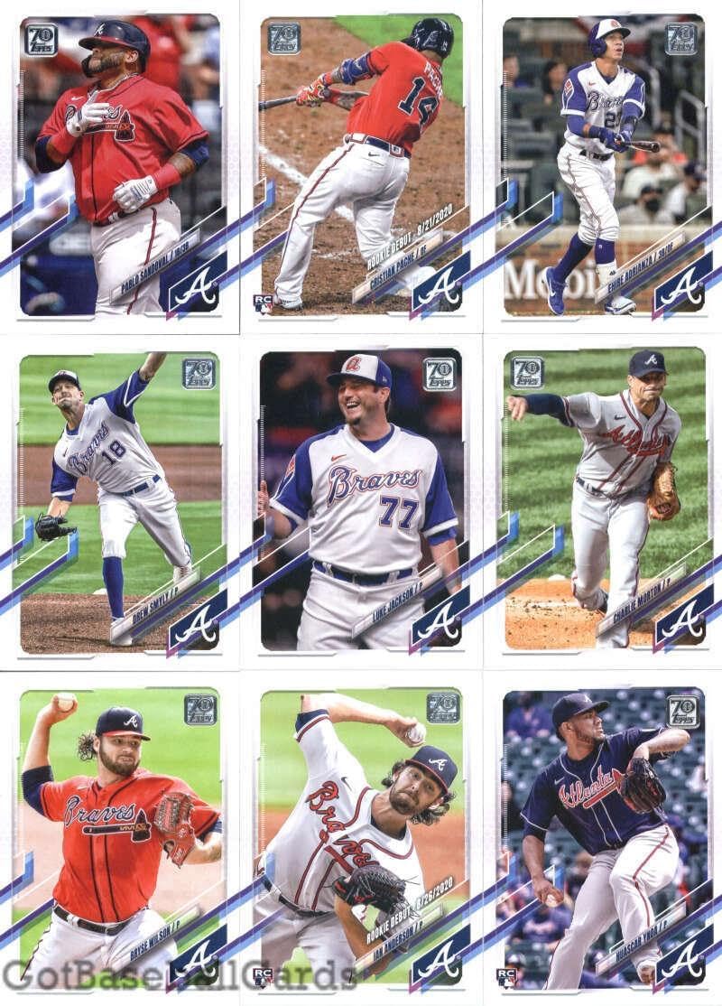 2021 Topps Update Atlanta Braves Team Set of 9 Cards - Baseball Cards