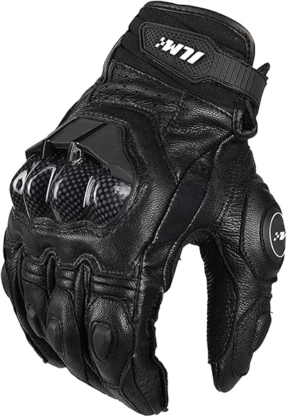 ILM Air Flow Leather Motorcycle Gloves Touchscreen for Men and Women Model-GRC01 (L, Black)