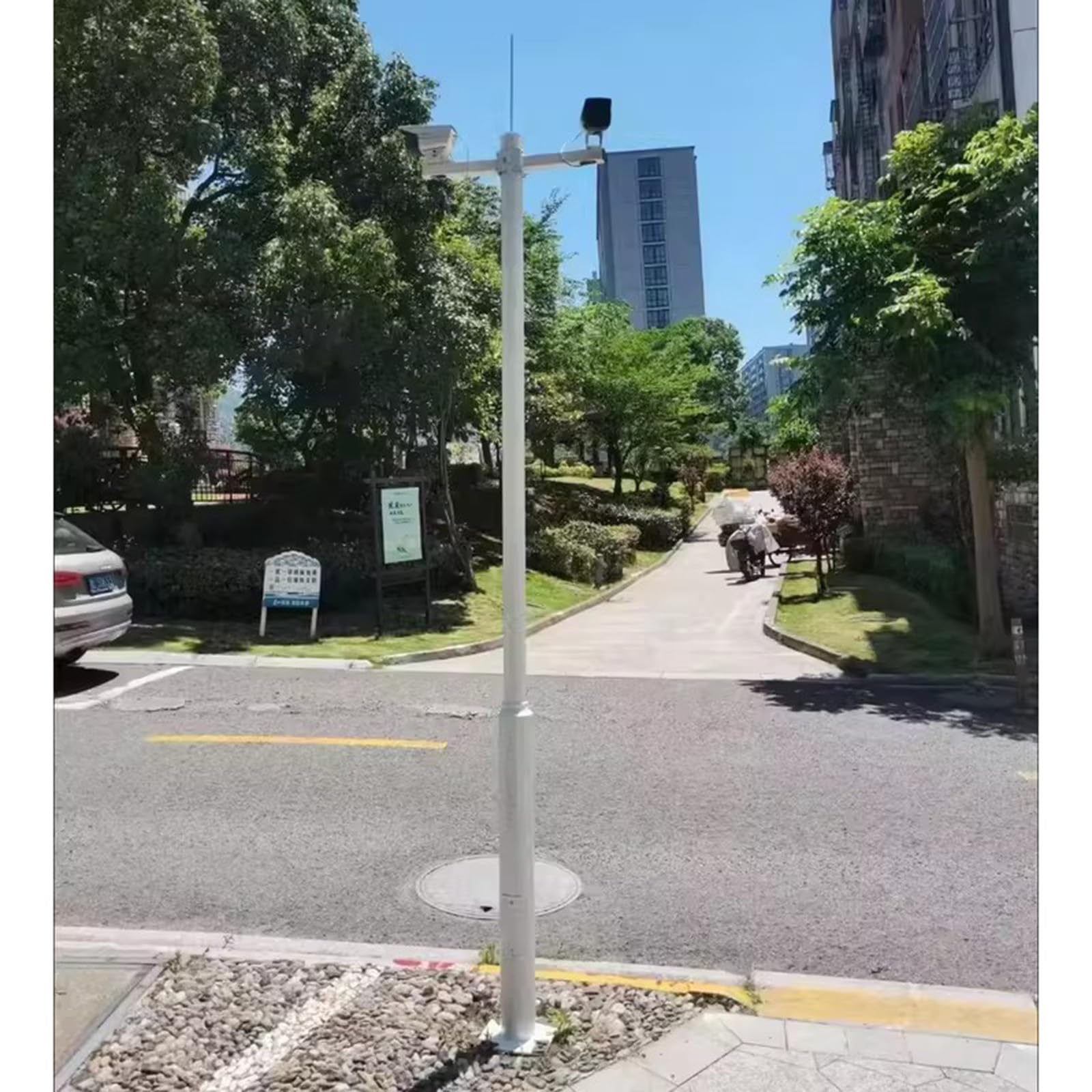 Palo per Telecamera di Sicurezza Supporto per Telecamera da Esterno per Strade, palo di sorveglianza Verticale con Accessori, per Aree residenziali/Giardini/Cortili(5m/16.4ft)