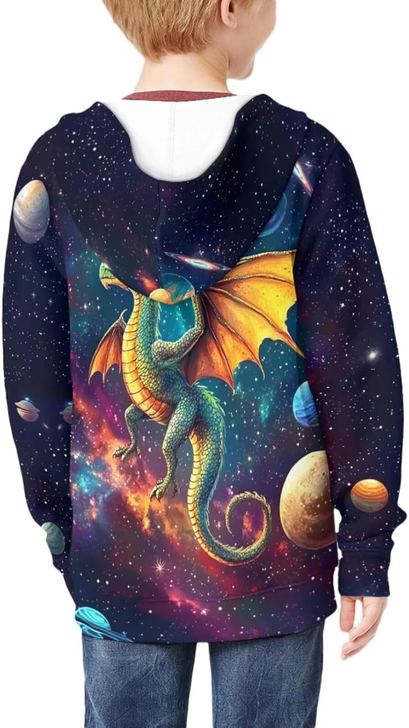 WELLFLYHOM Boys Zip Hoodie 6-16 Graphic Sweatshirt Long Sleeve Sweater Kangaroo Pocket Sweatshirt Tops - Image 2